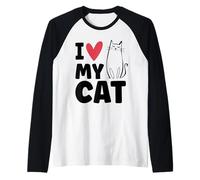 I Love My - Cat Gato Lindo Amor Silueta Amantes De Los Gatos Camiseta Manga Raglan