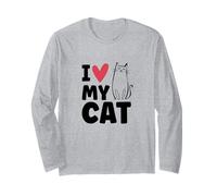 I Love My - Cat Gato Lindo Amor Silueta Amantes De Los Gatos Manga Larga