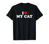 I Love My Cat, I Heart My Cat Camiseta gráfica económica, Hombre, Negro, XL