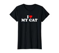I Love My Cat, I Heart My Cat Camiseta gráfica económica, Mujer, Negro, XS