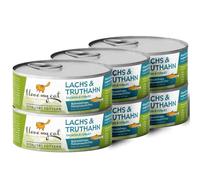 I love my cat NATURAL CAT FOOD Comida húmeda para Gatos con salmón y Pavo Sin Cereales ni Otros Ingredientes inadecuados Contiene Ingredientes Naturales para una alimentación equilibrada 6x100g