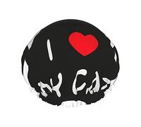 i love my cat Reutilizable Impermeable Lavable Ajustable Adecuado para mujeres Todas las longitudes de cabello Gorro de ducha