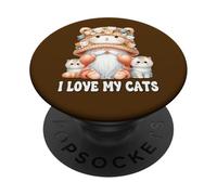 I Love My Cats Gnome For Cat Lady Cute Kitten For Cat Mommy PopSockets PopGrip Adhesivo