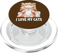 I Love My Cats Gnome For Cat Lady Cute Kitten For Cat Mommy PopSockets PopGrip para MagSafe