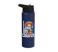 I Love My Church - Cruz de paloma con vidrieras Stainless Steel Insulated Water Bottle