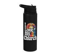 I Love My Church - Cruz de paloma con vidrieras Stainless Steel Insulated Water Bottle
