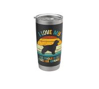 I Love My Cocker Spaniel Inglés - Silueta Retro Sunset Vaso térmico de acero inoxidable de doble pared