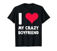 I Love My Crazy Boyfriend - Día de San Valentín Divertido Camiseta gráfica económica, Hombre, Negro, S