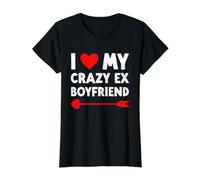 I Love My Crazy Ex Boyfriend - Día de San Valentín Divertido Camiseta gráfica económica, Mujer, Negro, L