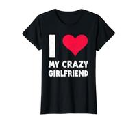 I Love My Crazy Girlfriend - Día de San Valentín Divertido Camiseta gráfica económica, Mujer, Negro, XS