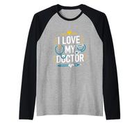 I Love My Doctor Estetoscopio Heartbeat Art Camiseta Manga Raglan