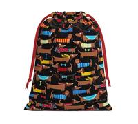 I Love My Dog Dachshunds - Bolsas de Navidad con cordón para envolver regalos, regalos pequeños, joyería de caramelos, bolsa de envoltura de boda