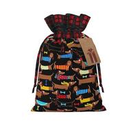 I Love My Dog Dachshunds - Bolsas de regalo navideñas con cordón para envolver regalos decorativos de Navidad