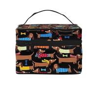 I Love My Dog Dachshunds - Estuche de maquillaje portátil de viaje con cremallera versátil para bolsa de maquillaje de gran capacidad, poliéster, negro, talla única, Negro, One Size