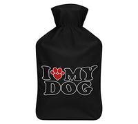 I Love My Dog Paw Botella de agua de goma con cubierta de felpa suave, bolsa de agua caliente para invierno, manos y pies, protección contra el frío, 1000 ml