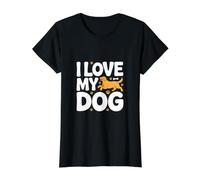 I Love My Dog Paw Print Golden Retriever Diseño Camiseta gráfica económica, Mujer, Negro, XS