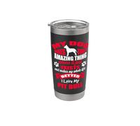 I Love My Dog Pit Bull Funny Puppy Dogs Lovers Vaso térmico de acero inoxidable de doble pared