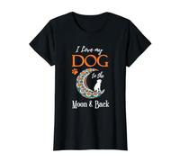 I Love My Dog to The Moon and Back. Camiseta gráfica económica, Mujer, Negro, M