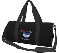 I Love My El Salvador Heart Flag Equipaje de Viaje Bolsa de Lona Bolsa de Lona Plegable con Ruedas para Deportes, Negro