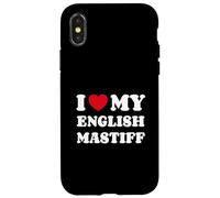 I Love My English Mastiff Amor Corazón Perro Mastín Inglés Carcasa para iPhone X/XS