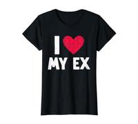 I Love My Ex - Rompecabezas de corazón Rojo Vintage Divertido Camiseta gráfica económica, Mujer, Negro, L