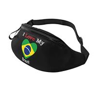 I Love My Flag of Brazil Heart Riñonera Informal para Hombres y Mujeres Ocio Deportes Riñonera Deportes Día Ejercicio Regalo