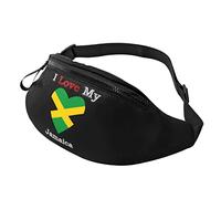 I Love My Flag of Jamaica Heart Riñonera Informal para Hombres y Mujeres Ocio Deportes Riñonera Deportes Día Ejercicio Regalo