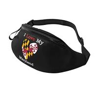 I Love My Flag of Maryland Heart Casual Fanny Pack Hombres y Mujeres Ocio Deportes Riñonera Deportes Día Ejercicio Regalo
