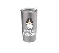 I Love My Frenchie Lindo perro Kawaii Bulldog francés Amante de los perros Vaso térmico de acero inoxidable de doble pared