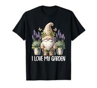 I Love My Garden Gnome Graphic Floral Lilac Lavender Flower Camiseta