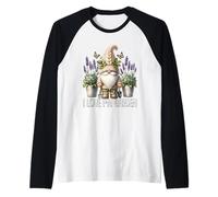 I Love My Garden Gnome Graphic Floral Lilac Lavender Flower Camiseta Manga Raglan