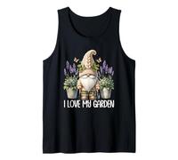 I Love My Garden Gnome Graphic Floral Lilac Lavender Flower Camiseta sin Mangas