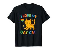 I Love My Gay Cat Funny LGBTQ+ Cat Lady Novedad Meme Pride Camiseta