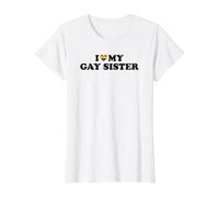 I Love My Gay Sister Camiseta gráfica económica, Mujer, Blanco, XL