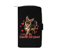 I Love My German Shepherd - Cartera larga de piel sintética para mujer, organizador de mano para oficina y viajes
