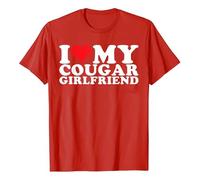 I Love My Girlfriend Shirt Herren Schwarz Tshirt Herren T-Shirt Kurzarm Original Strick Shirt mit Rundhals Shirts Casual Pullover Strifte Strickshirt Sommer Tops, O rojo., S