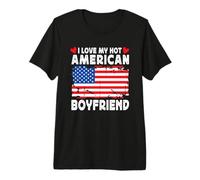 I Love My Hot American Boyfriend Couple America Flag Camiseta Premium