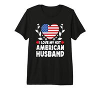 I Love My Hot American Husband Spouses America Flag USA Camiseta Premium