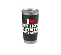 I Love My Hot Autistic Boyfriend Heart My Autism BF Vaso térmico de acero inoxidable de doble pared