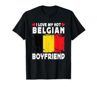 I Love My Hot Belgian Boyfriend Couple Belgium Flag Camiseta