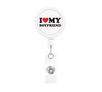 I Love My Hot Boyfriend Retractable Badge Holder Carrete Clip Id Card Holder forNurse Student Office Worker