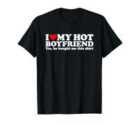 I Love My Hot Boyfriend Yes He Bought Me This Shirt Camiseta gráfica económica, Hombre, Negro, XL