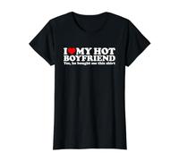I Love My Hot Boyfriend Yes He Bought Me This Shirt Camiseta gráfica económica, Mujer, Negro, L