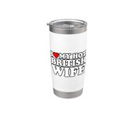 I Love My Hot British Wife Vaso térmico de acero inoxidable de doble pared