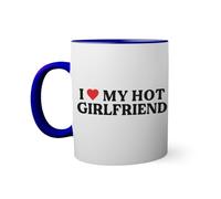 I Love My Hot Girlfriend Taza de color azul oscuro con mango a juego 330ml