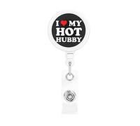 I Love My Hot Hubby Portatarjetas retráctil Clip de carrete Portatarjetas de identificación para enfermera Estudiante Trabajador de oficina