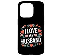 I Love My Husband - Corazón, diseño de Flores Carcasa para iPhone 15 Pro