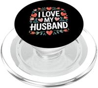 I Love My Husband - Corazón, diseño de Flores PopSockets PopGrip para MagSafe