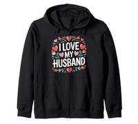 I Love My Husband - Corazón, diseño de Flores Sudadera con Capucha