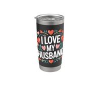 I Love My Husband - Corazón, diseño de flores Vaso térmico de acero inoxidable de doble pared